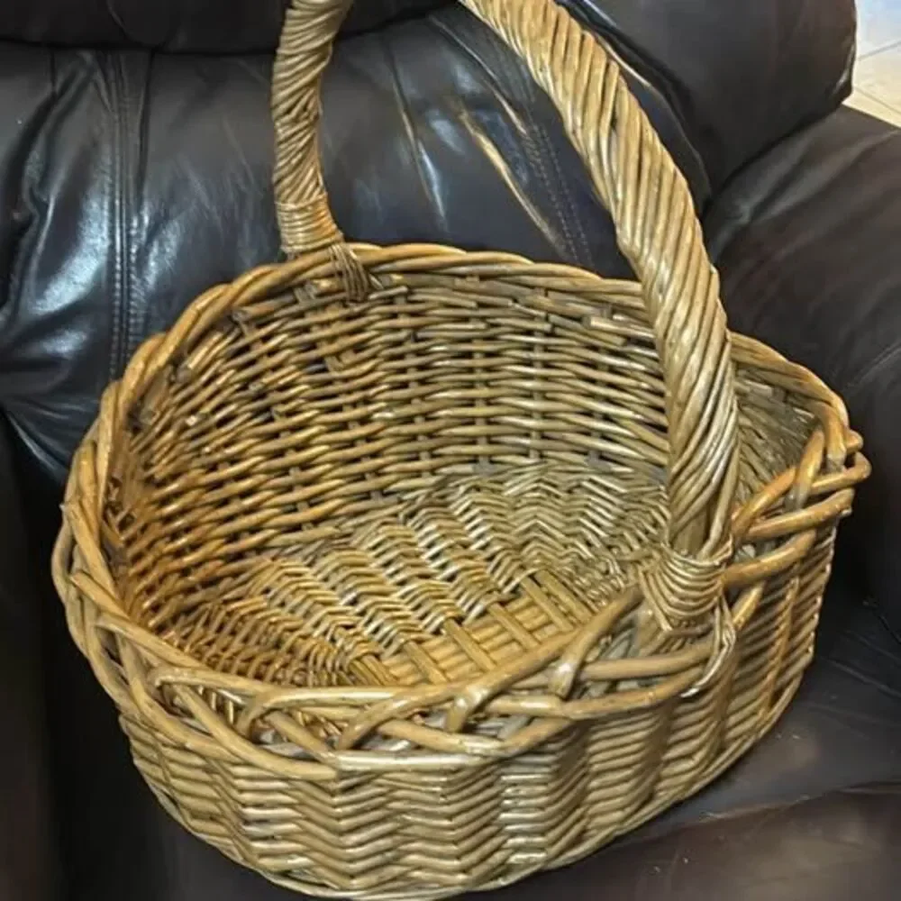 Large heavy Wicker Woven Basket with Handle
